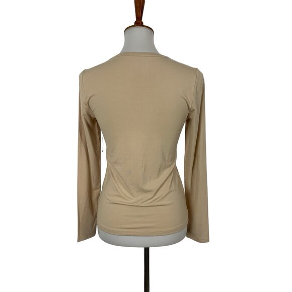 The Drop Tan Tee Top Small Long Sleeve Stretch Minimalist Basic - Picture 3 of 5